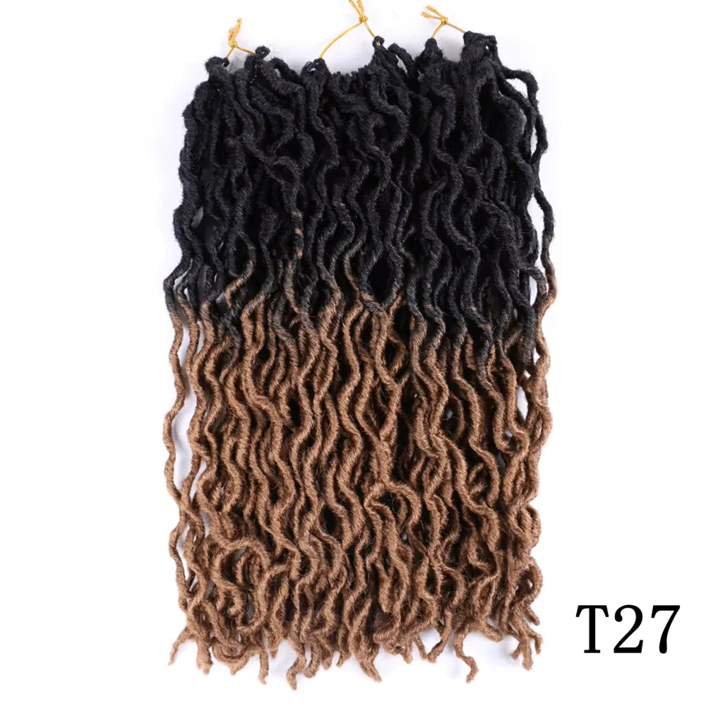 18 Inch Synthetic Gypsy Locs Wavy Crochet Braid Dreadlock Curly Wavy Twist Braiding Hair Extension African Root Braid for Women