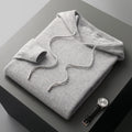 Men's 100% Merino Wool Two-piece Suit Knitting Hooded Collar Pullover and  Wide-leg Pant Autumn Winter Thickened Warm Sweater