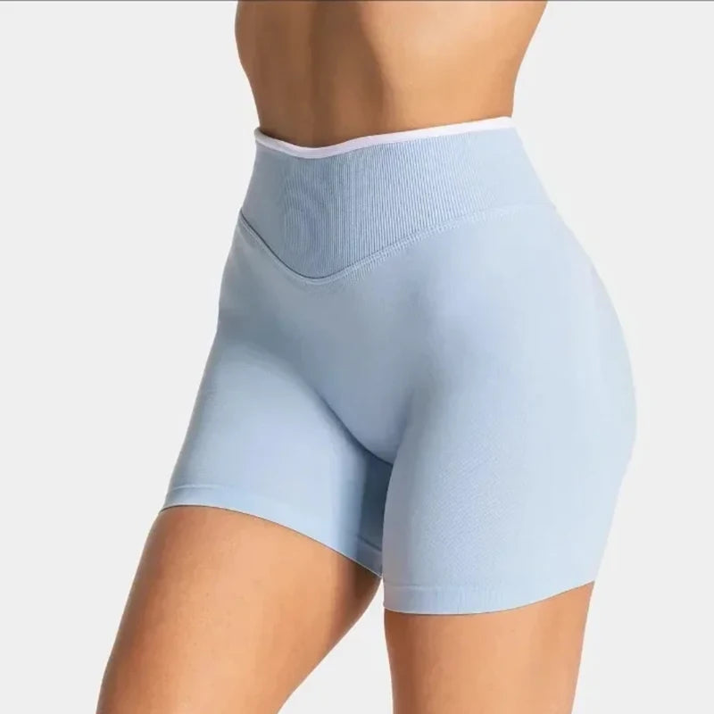 Women White Waist Tight Summer Seamless Sports Shorts High Waist Hip Lifting Yoga Pants Running High Elastic Sport Shorts Female