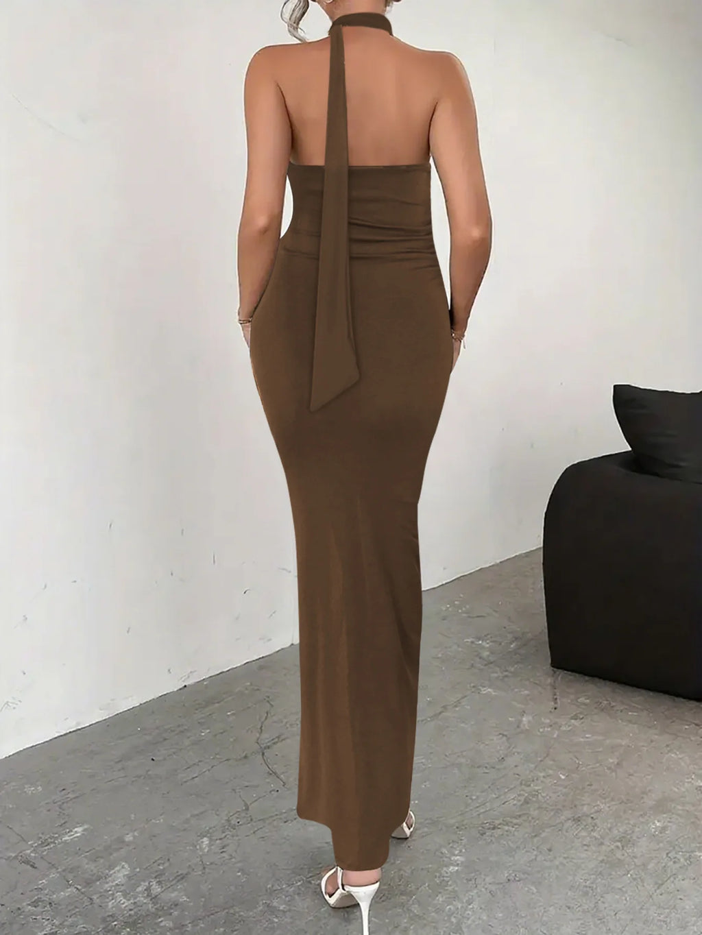 2026 New Arrival Women Sexy Backless High Split Maxi Dress Flowy Tie Strap Long Dress