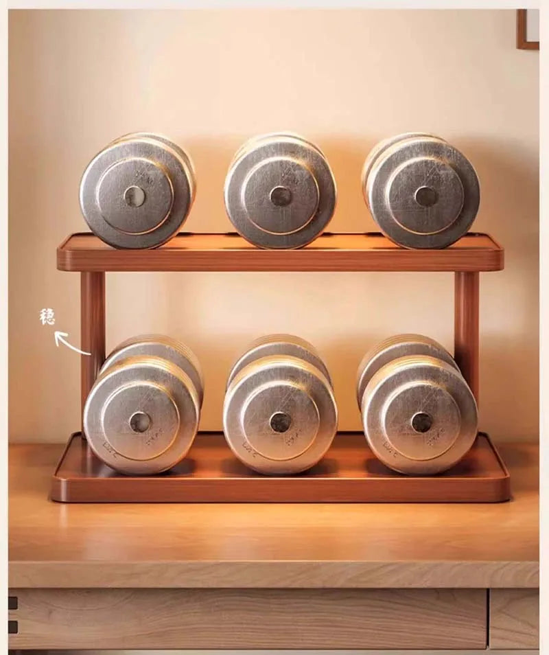 Versatile 2-Tier Wooden Storage Rack for Kitchen&Tea Room-Countertop Organizer with Decorative Desktop Multi-layer Storage Rack