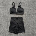 2PCS Nude Deep VNeck Sport Bra Women Yoga Sets Workout Gym Scrunch High Waist Fitness Push Up Shorts Running Avtive Suit XP187