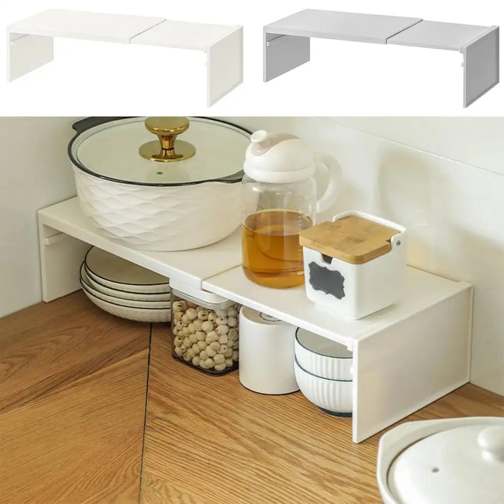 1pcs Kitchen Stretchable Cabinet Shelf Cupboard Separated Storage Rack Countertop Organizer shoe Organizer Shelf Save Space