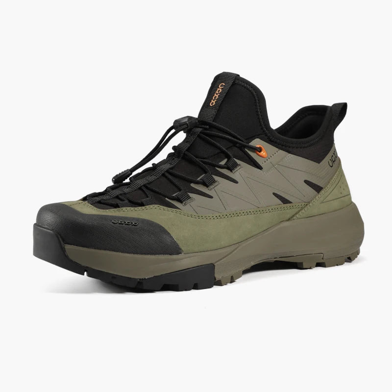 Genuine Leather Hiking Walking Shoes for Men Elastic Band Non Slip Sneakers Comfortable Outdoor Travel Running Shoes