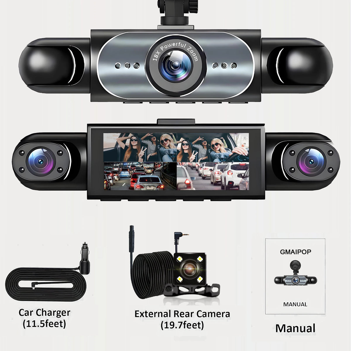 4 Channel Dash Cam 360° Car Video Recorder Black Box with Night Vision 24/7 Parking Monitor G-Sensor Loop Recording Auto Parts