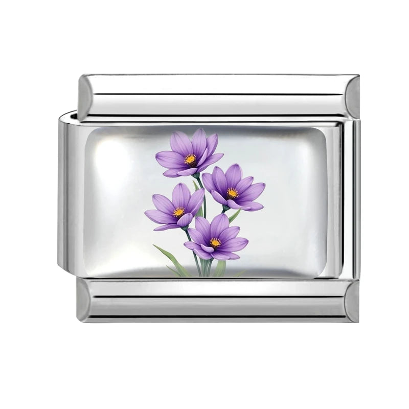2025 Women's Fashion Colorful Flowers Sunflower Tulip Orchid Daisy Italian Charms Fit 9mm Stainless Steel Bracelet DIY Jewelry