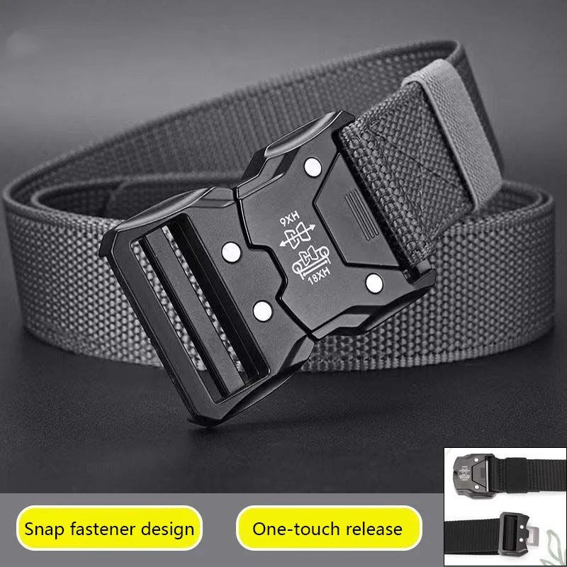 Genuine Tactical Belt Men's Quick Release Nylon Military Belt Automatic Buckle Real Soft Outdoor Sports Pants Jeans Waist Belt