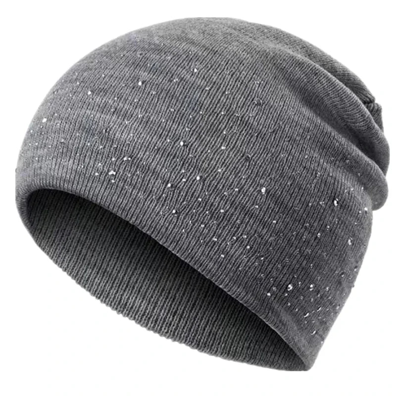 Hot Sale Women Casual Winter Fall Hat Stylish & Shiny Rhinestone Decor Women's Beanie Outdoor Streetwear Knitted Hat