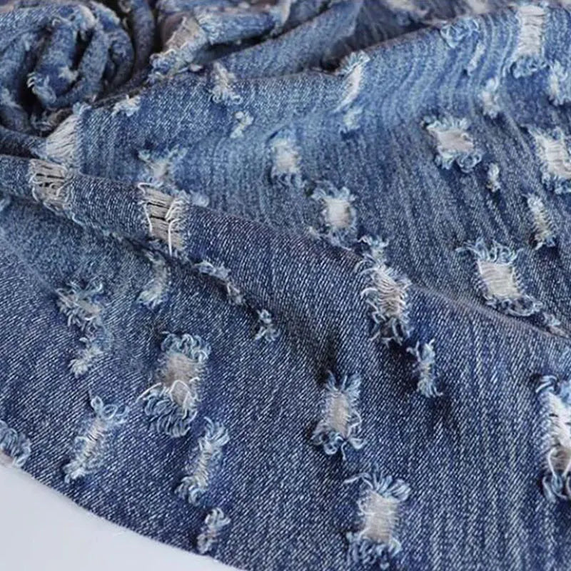 High-quality Vintage cotton ripped denim For Jeans, jackets, skirts, bags, upholstery, crafting, designer fabrics