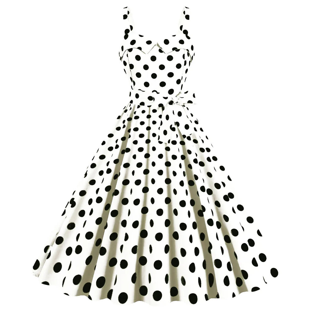 Vintage Classical Polka Dot Printed Dress Women's Sexy Sling Strap Wrap Chest Dress Valentine's Day Streetwear Spring Summer