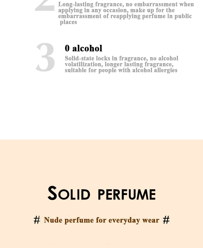 Heart-pounding solid perfume for men and women, light fragrance, long-lasting, natural and fresh perfume, portable perfume