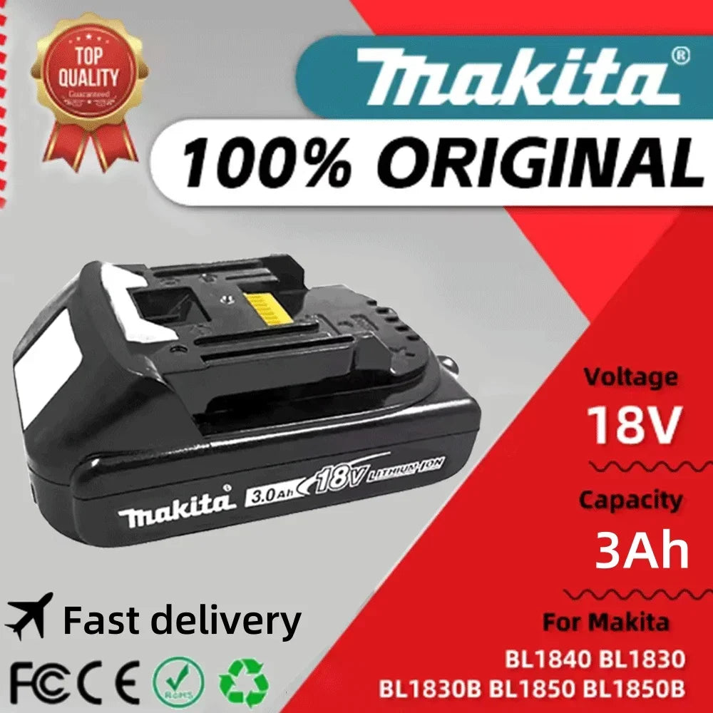 Original Makita battery, 18V 3.0Ah rechargeable battery, power tool BL1830 BL1840、BL1850、BL1860B、 Makita 18V lithium battery