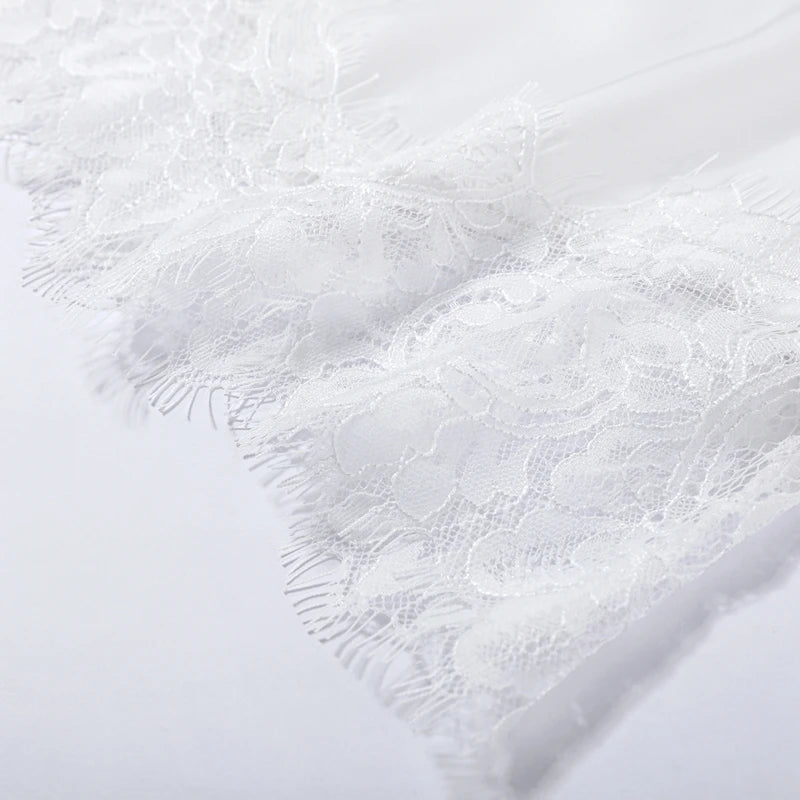 Elegant Lace Loose Dress Women Solid O-neck Full Sleeve Patchwork Dresses Female 2026 Summer White Robe Lady