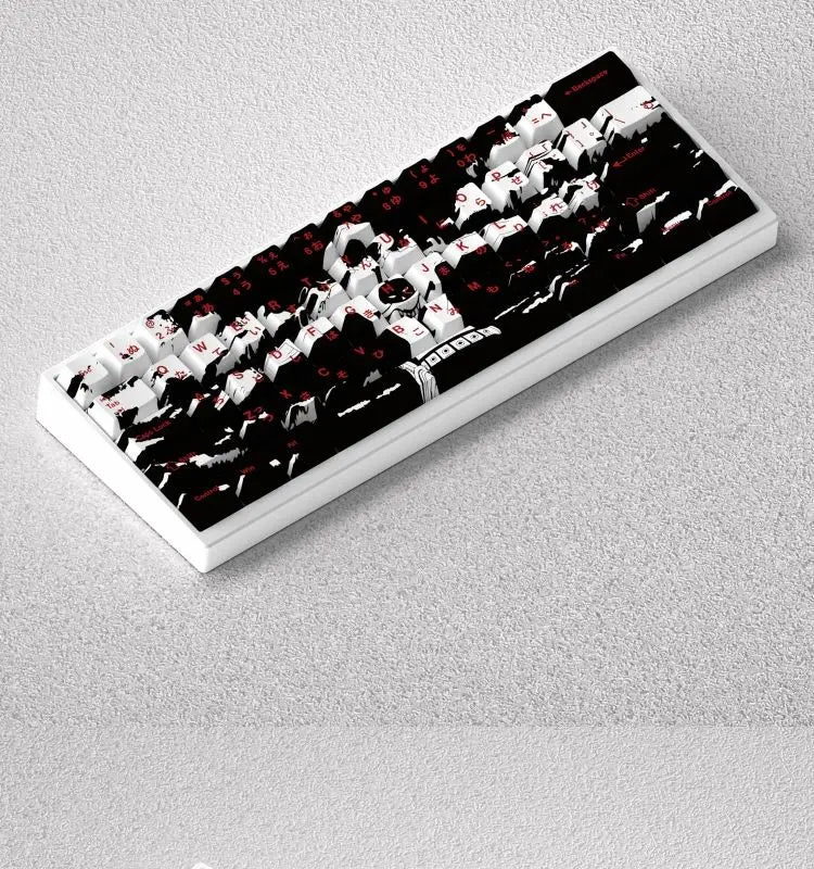 73 Keys Ace Keycaps Anime Key Cap Set Cherry PBT Engraved Side Light Transmission 74 Keys for Mechanical Keyboard 61/65/68