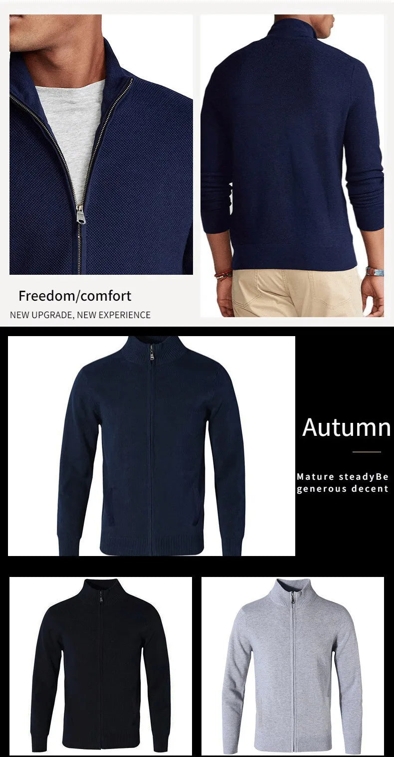 100% pure cotton Knit Autumn Winter 2025 Men's Stretchable Warm Knit Cardigan, Daily Commute Sweater.