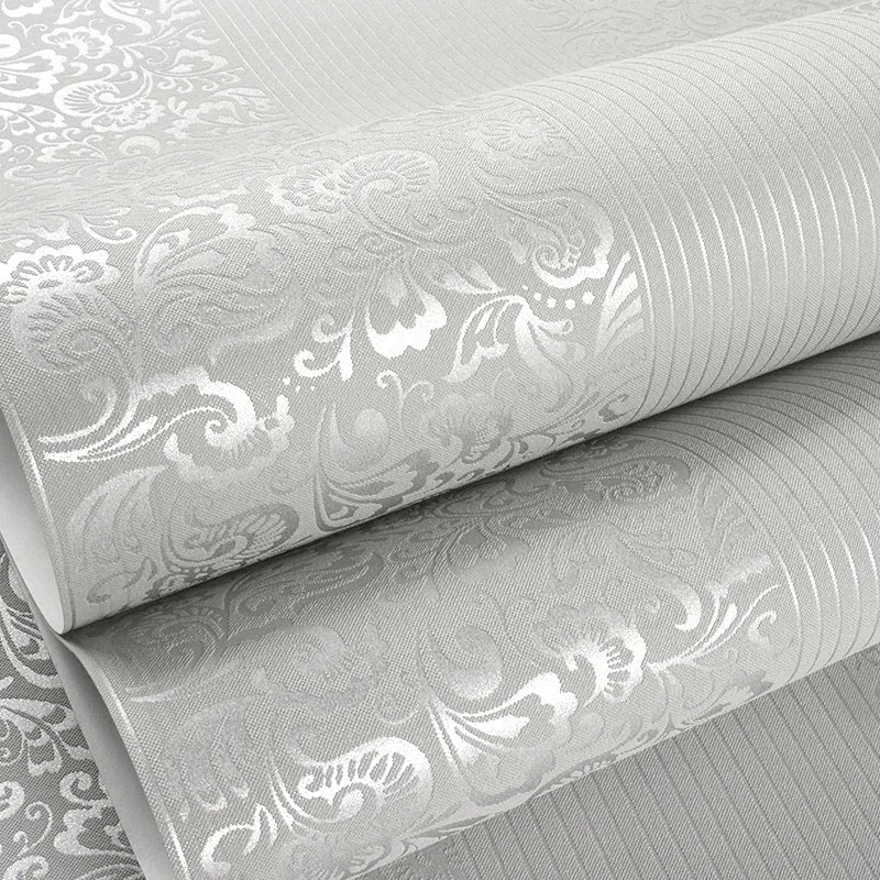 9.5M Modern Simple Wallpaper Bedroom 3D Living Room White Vertical Stripe Non Woven Wall Cloth European TV Background Wall Paper