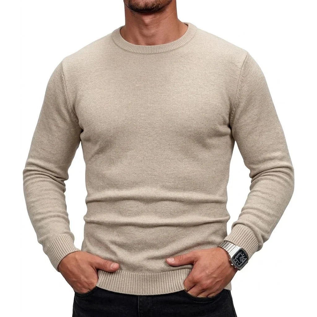 Mens Long Sleeve Knit Jumper Timeless Crew Neck Relaxed Pullover Cozy Knit Tops Business Office Apparel Thermal Knit Tees