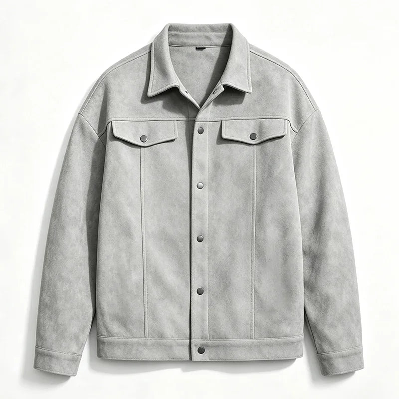 Men Loose Short Shacket Soft Brushed Fabric Autumn Winter Business Daily Casual Fake Decor Chest Flap Lapel Fashion Outer Jacket