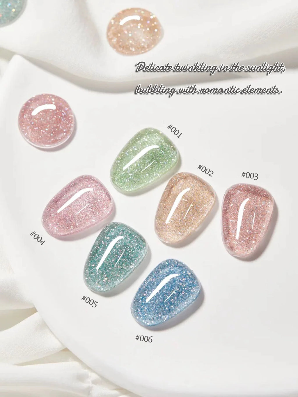 1-12pcs ZH Spring/Summer Ice Transparent Sweet Wine Glass Beads Cat Eye Nail Polish Gel New Flashy Popular Pink Nail Supplies