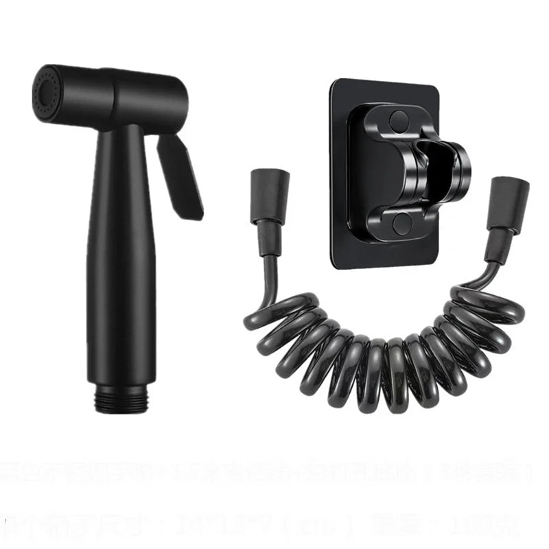 Black Toilet Bidet Faucet Handheld Sprayer Stainless Steel Bathroom Hand Bidet Sprayer Set Hose Toilet Self Cleaning Shower Head