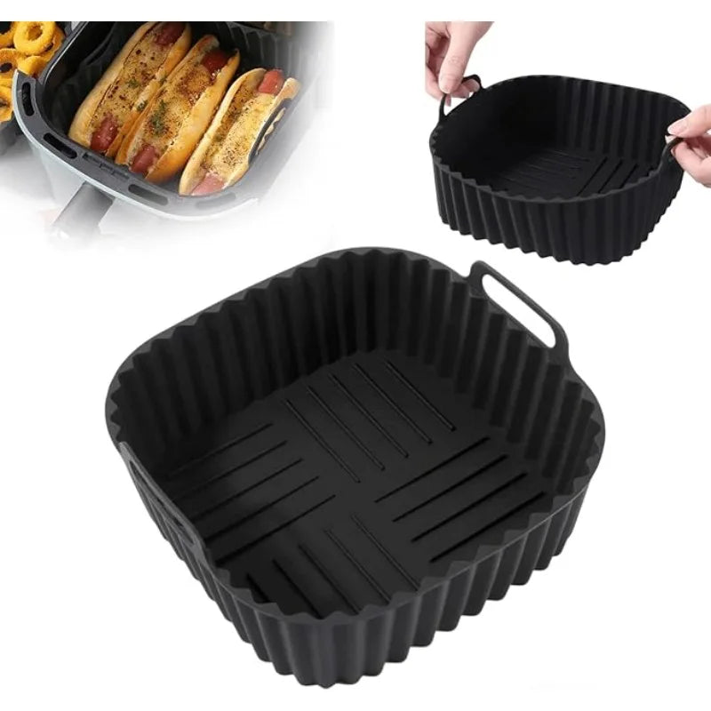 Non-Stick Air Fryer Silicone Liner Tray Reusable Baking Mat for Most Air Fryers Ovens Microwaves Baking Airfryer Accessories