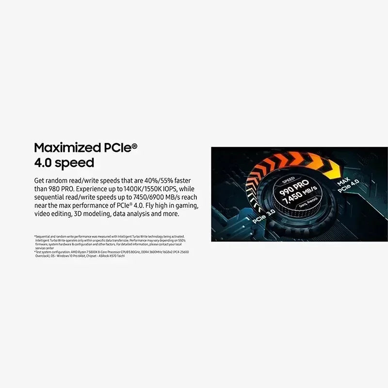 Original 980Pro 990Pro for Laptop Desktop PC SSD Internal Solid State Drive Portable M.2 NGFF PCIe 4.0 High Speed Up to 7400MB/s