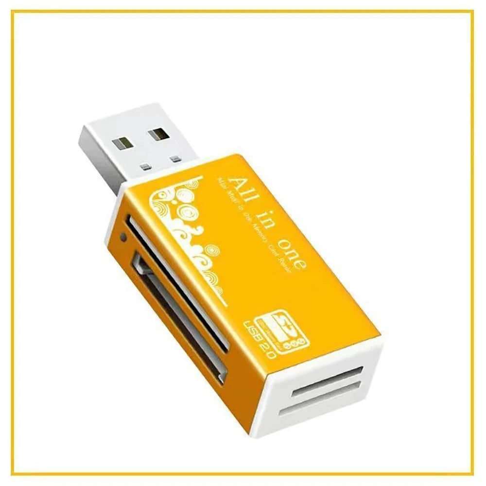 Alloy Card Reader 4 Ports USB2.0 Micro SD TF M2 MS Pro Duo MMC SDHC DV Phone Camera Memory Card Adapter with LED Indicator