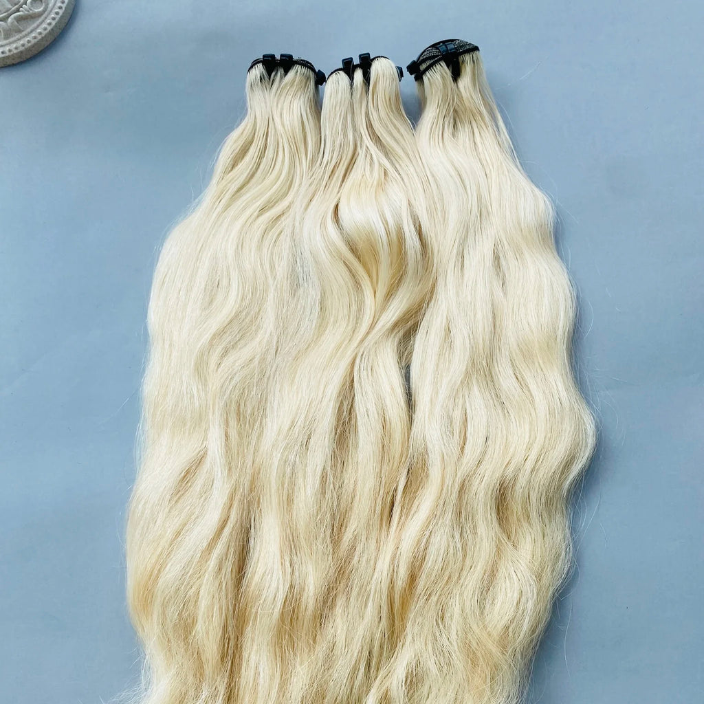 Wholesale Vietnamese 613 Blonde Natural Wavy Human Hair Double Drawn Thick Ends Bundles Raw Extensions All Colors Suitable