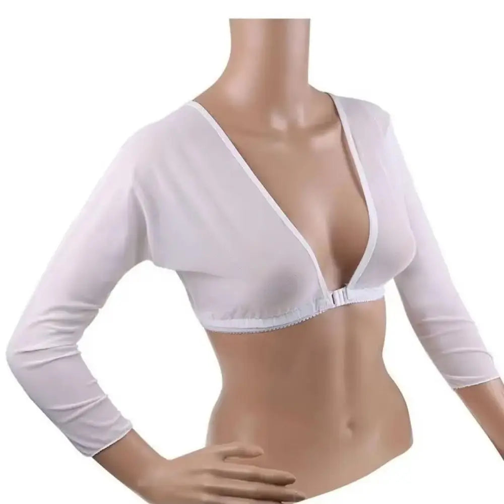 Stylish Long Sleeve Undershirt Front Button Both Side Wear Mesh Top Blouses Black White T-shirt Women Girls