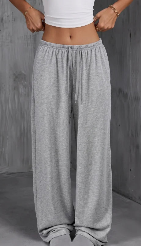 2026 Women's Casual Four Seasons Comfortable Loose Woman Pants Solid  Drawstring Elastic Belt Wide Leg Running Chic Women Pants