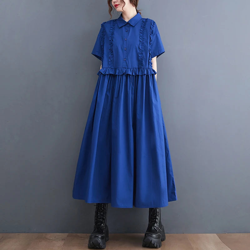 Ele irt Dr with Ruffle Design And Advanced Sense Spring Summer New Arrival Korean Sle Cotton Long Skirt for Women