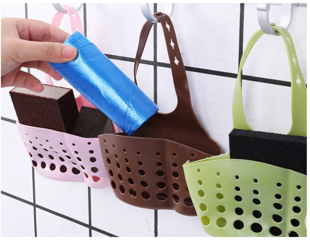 Kitchen Sink Holder Hanging Drain Basket Adjustable Soap Sponge Shelf Organizer Bathroom Faucet Holder Rack Kitchen Accessories