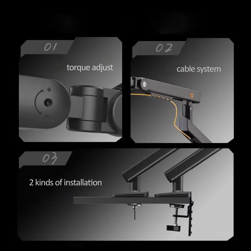 NEW NB F80 2-9kg Popular 17"30" Monitor Screen Desktop Stand Computer Bracket Gas Spring Long Arm Clamp Grommet Hole 360 Rotate