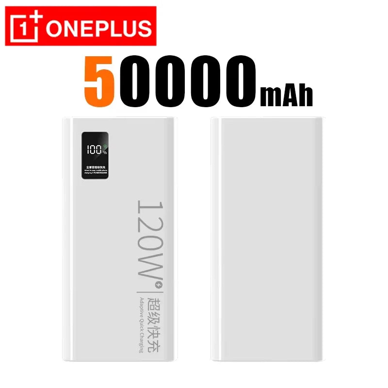 OnePlus 50000mAh Original Mobile 120W 30000mAh Power Bank Two-Way Fast Charging External Battery Compatible With Android IOS