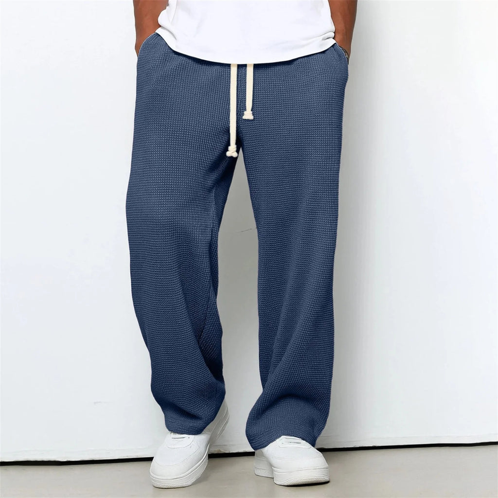 2026 New Men's Retro waffle fabric Casual Male Fashion Solid Sweatpants Harajuku Pants New Men Clothing ﻿