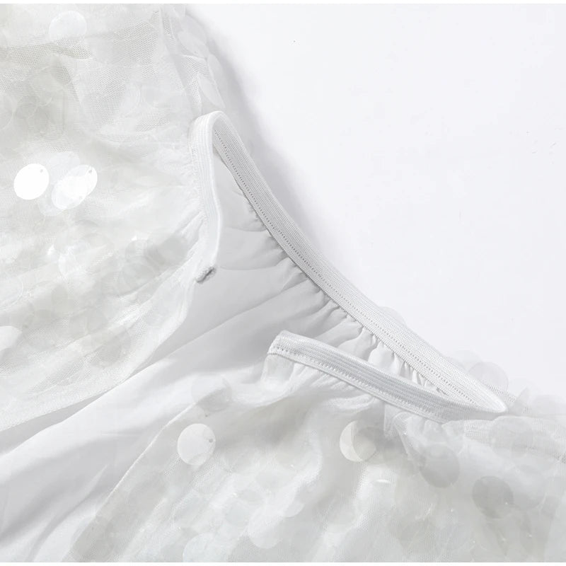 Sexy Lace Sequined Patchwork Dress Women Solid Sling Hollow Out Female Mini Dresses 2026 Summer Autumn Beach Fashion Lady Robe