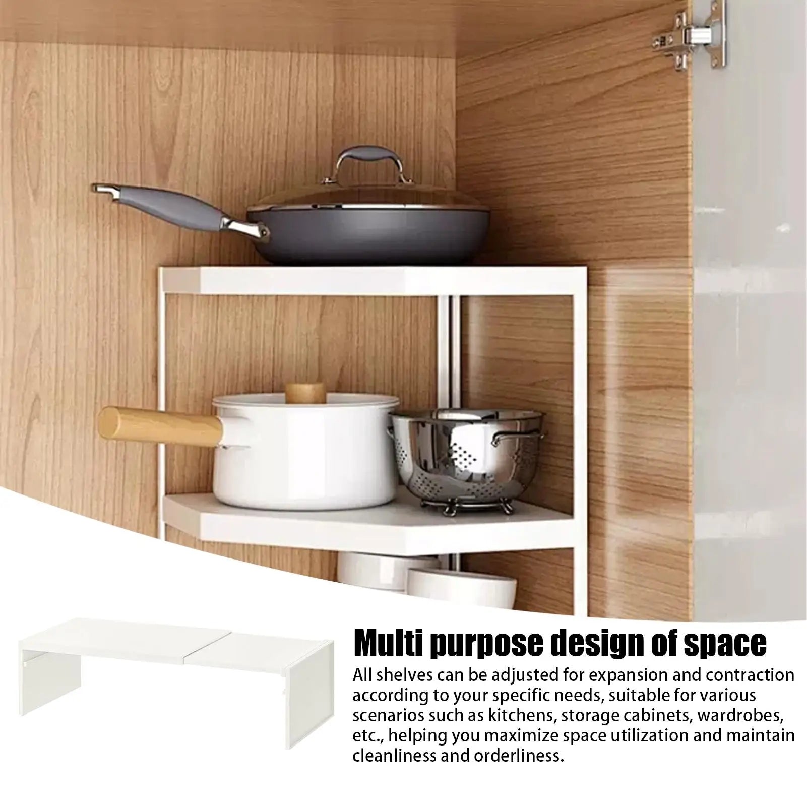 Kitchen Stretchable Cabinet Shelf Cupboard Separated Storage Rack Countertop Organizer Shoe Organizer Shelf Save Space