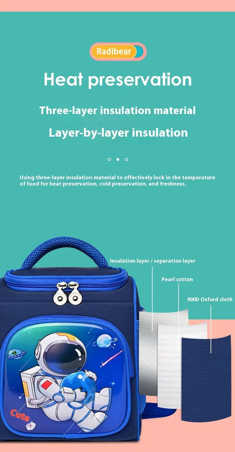 Lunch Bag for Boys Girl Cute Insulated Lunch Box Portable Meal Cooler with Adjustable Shoulder Strap for School Beach Picnic
