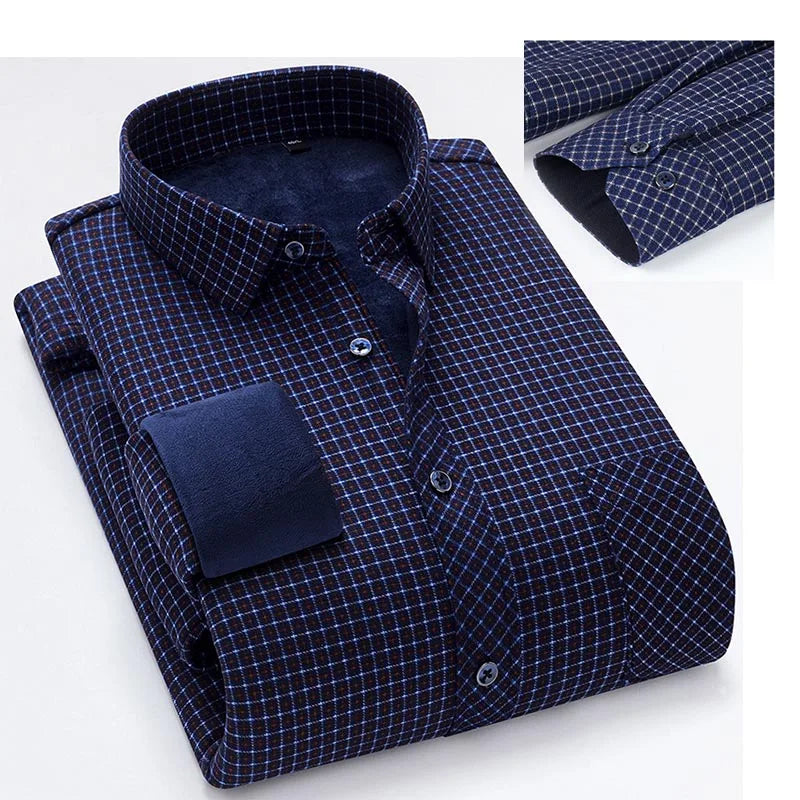 New Men's Autumn Winter Casual Long Sleeve Plaid Shirts Thick Warm Male Casual High Quality Soft Plus Size Business Check Shirts