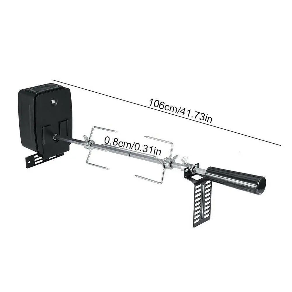New Electric BBQ Grill Spit Roaster w/ 120 cm long cableRod Outdoor Barbecue Grilling Rotisserie Kit