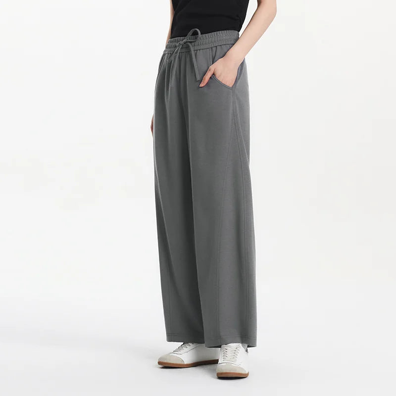 Women Pants Casual Slit Loose Curved Slim Fit Minimalist Lazy Versatile Curved Leg 2026 Summer Fashion Daily Top