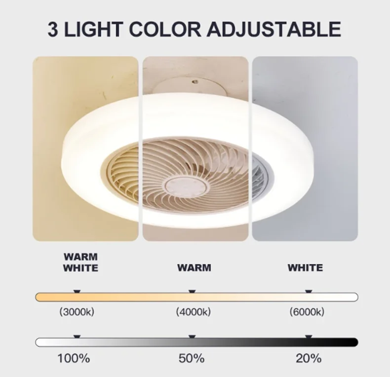 Smart Ceiling Fan Fans With Lights Remote Control Bedroom Decor Ventilator Lamp 52cm Air Invisible Blades Silent