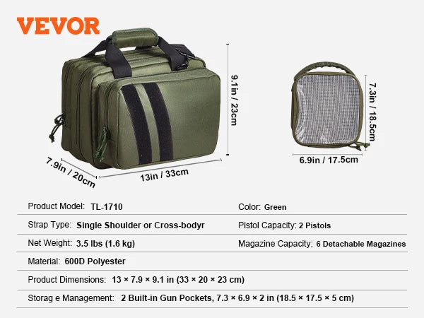 SucceBuy Tactical Range Backpack 2/6 Pistols Gun Backpack with Independent Pistol Bags and Magazines Pistol Backpack for Outdoor