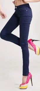 Women's Candy Color Pants Pencil Trousers Spring Autumn Elegant Office Mid Waist Pants For Women Slim Skinny Jeans Pants Female