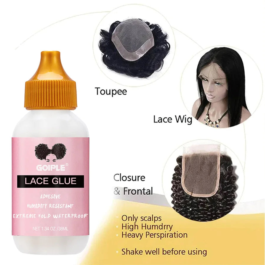 Wig Glue,Waterproof Toupee Adhesive,Remover for Wig Slick Hair Wax Stick Edge Control Wax Elastic Band & Edge Brush & HD Cap Kit