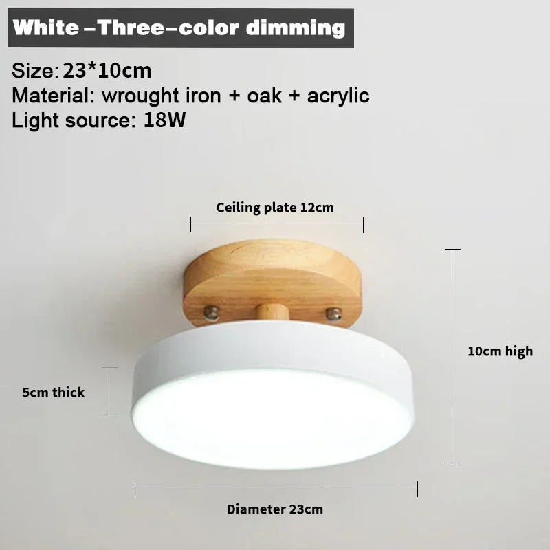 Nordic Entrance Hallway Ceiling Lamps Balcony Wood Round Cloakroom Dining Room Study Bedroom Light Bathroom Industrial Lighting