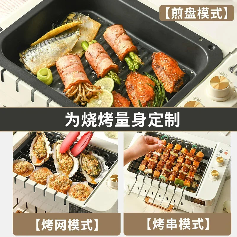 220V Automatic Multi-functional Indoor Electric Oven for Home Use with Smokeless BBQ Grill Turnspit Rotisserie BBW