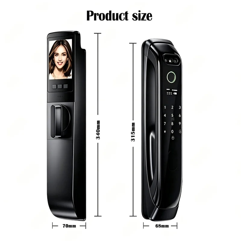 5050 5072 5572 4585 6085 Mortise Tuya WiFi Video Intercom 3D Face Recognition Smart Lock Biometric Camera Auto Keyless Lock