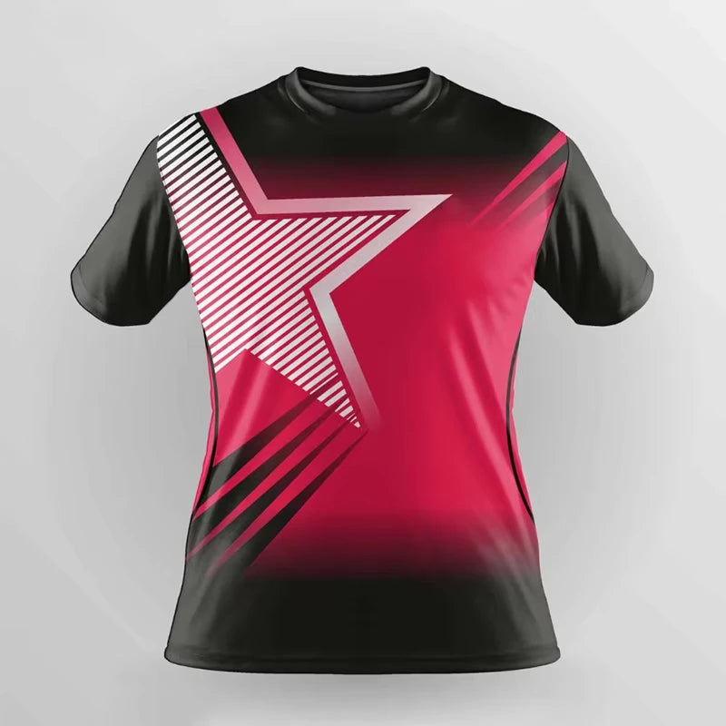 Simple Fashion Quick Dry Sports T Shirts Summer Casual Short Sleeve 3D Printed T-shirts Loose Breathable Running Badminton Tees