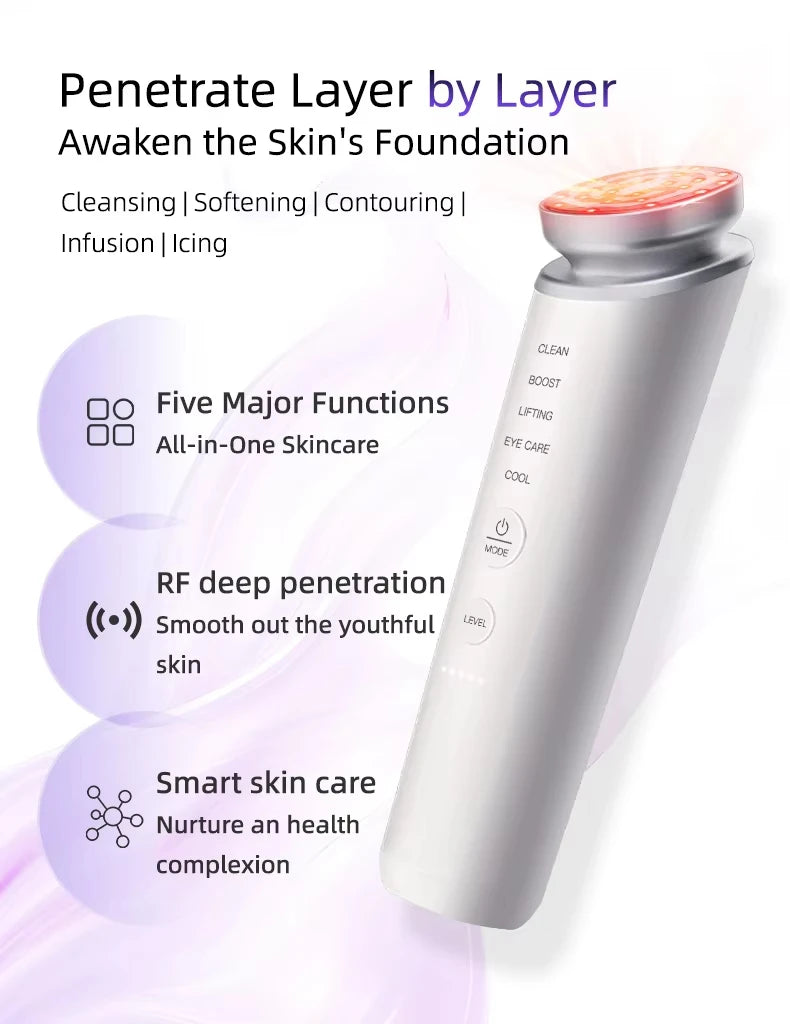 Home Use Collagen Tightening Beauty Device EMS Red Light 5 Modes Anti-Aging Eye Care Portable Sensitive Skin Friendly